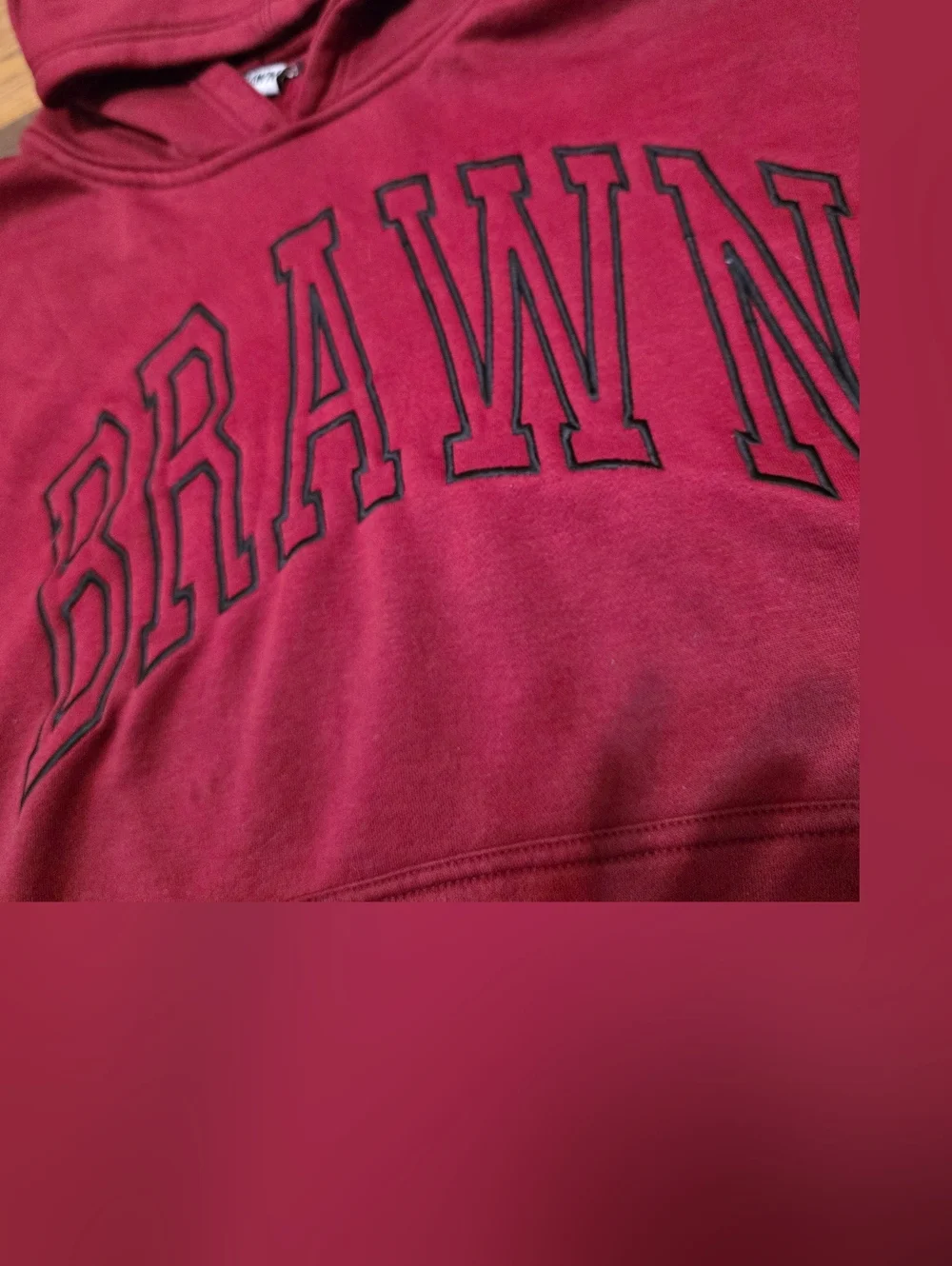 100 Brawn Maroon Pullover Hoodie Big Man Wear - Picture 4 of 9